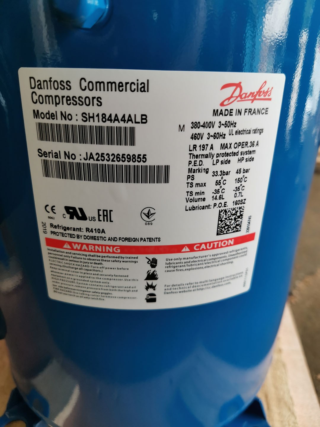 SH184A4ALB Danfoss Refrigeration Compressor